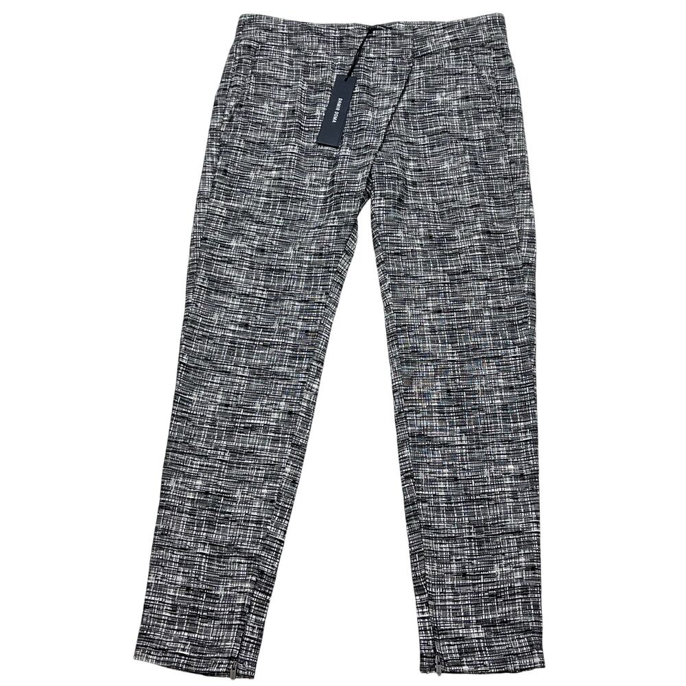 Damir Doma Phaius Trousers Pants Women 42 Front Overlap Black White Plaid Tweed